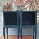 Pair of bedside tables revisited in petrol blue