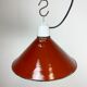 Suspension industrielle en émail rouge, années 1970