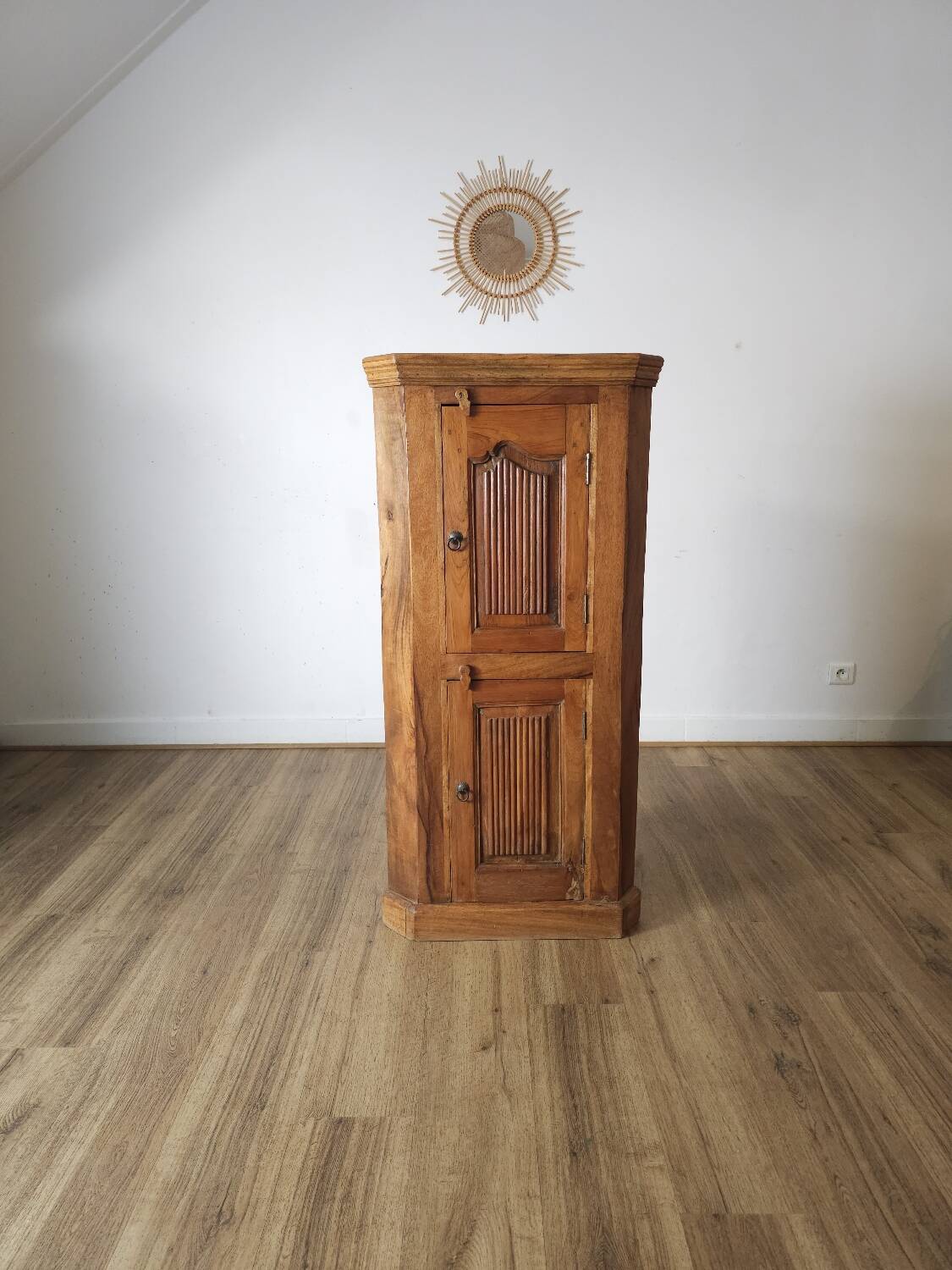 Rustic low corner unit, French artisanal work