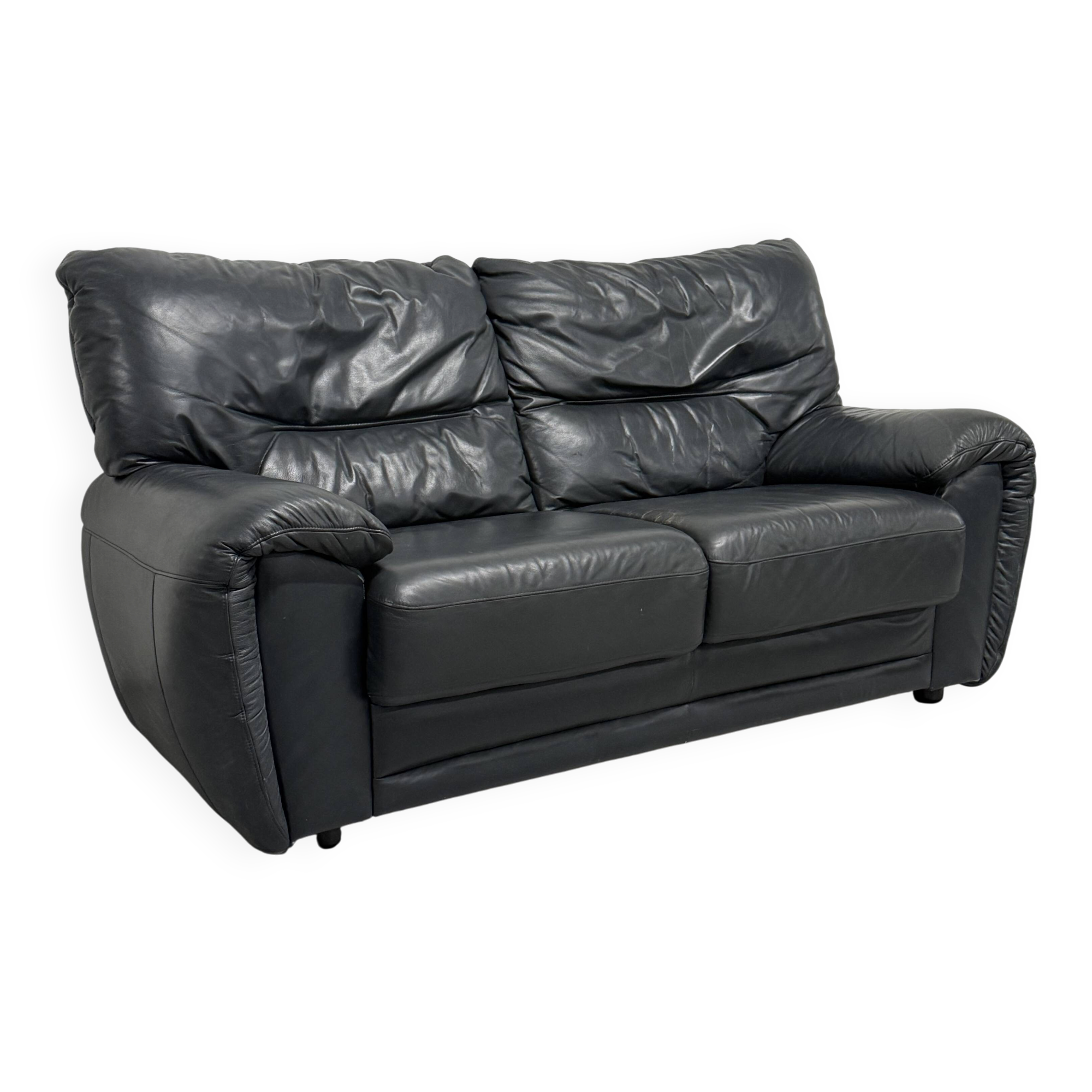 Anthracite grey leather sofa — Italian postmodern design