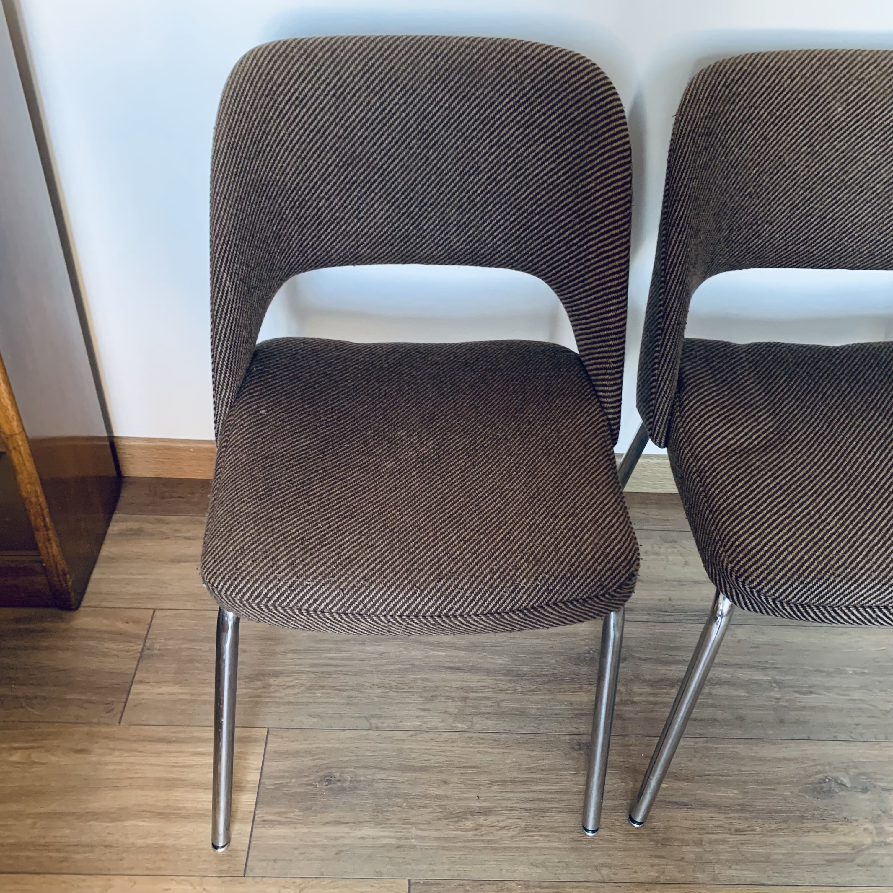 4 fabric and metal chairs