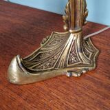 Lampe de bureau art déco en bronze et verre marmoréen, frères Muller, 1920