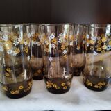 Set de 6 verres à fleurs vintage