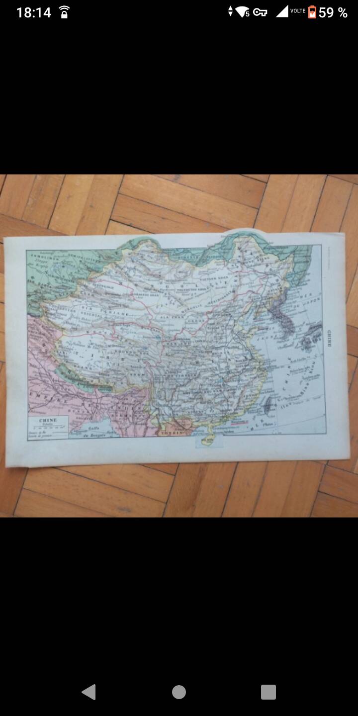 Carte géographique ancienne Chine Larousse