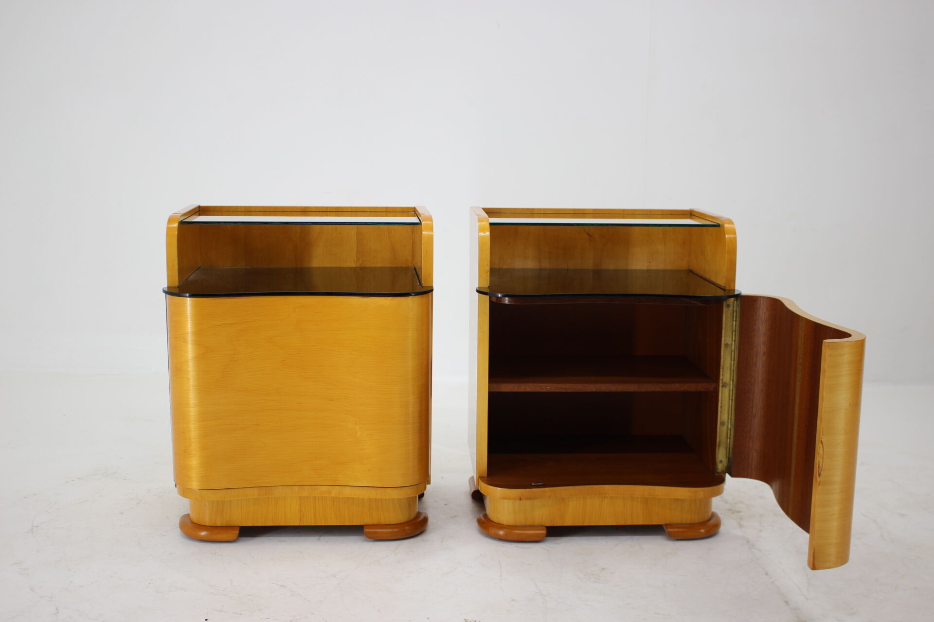 1940s Pair of Art Deco Bedside Tables, Czechoslovakia