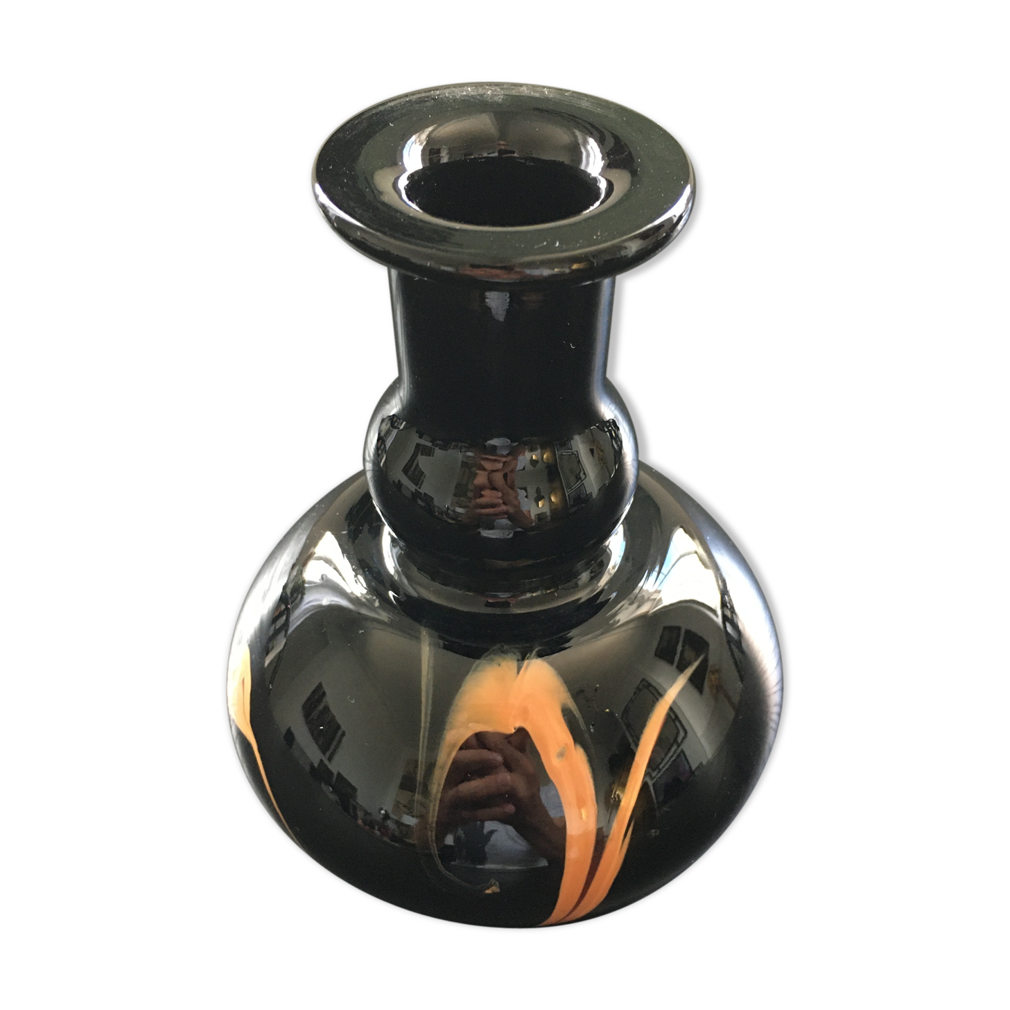 Black glass vase