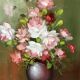 Oil on canvas painting bouquet of flowers signed 80s