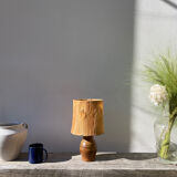 1970s brown ceramic lamp with foliage shade