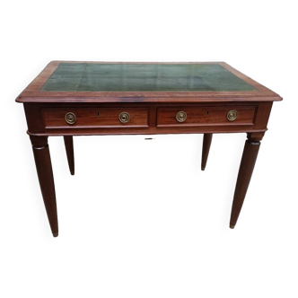 Bureau vintage en acajou et plateau cuir