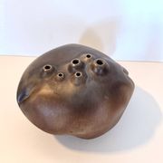 Brown Lacquered Ceramic Tulip Vase / Centerpiece by Giacomo Onestini