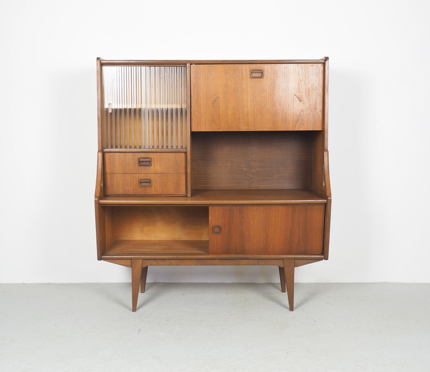 Vintage dutch teak buffet with showcase 1960