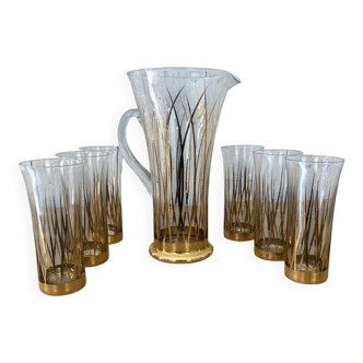 Set of 6 glasses and matching carafe