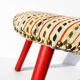 Vintage Tripod Stool Kilim Red Oval Footrest 35cm Firm