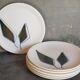Six ceramic plates with matt enamel 50s