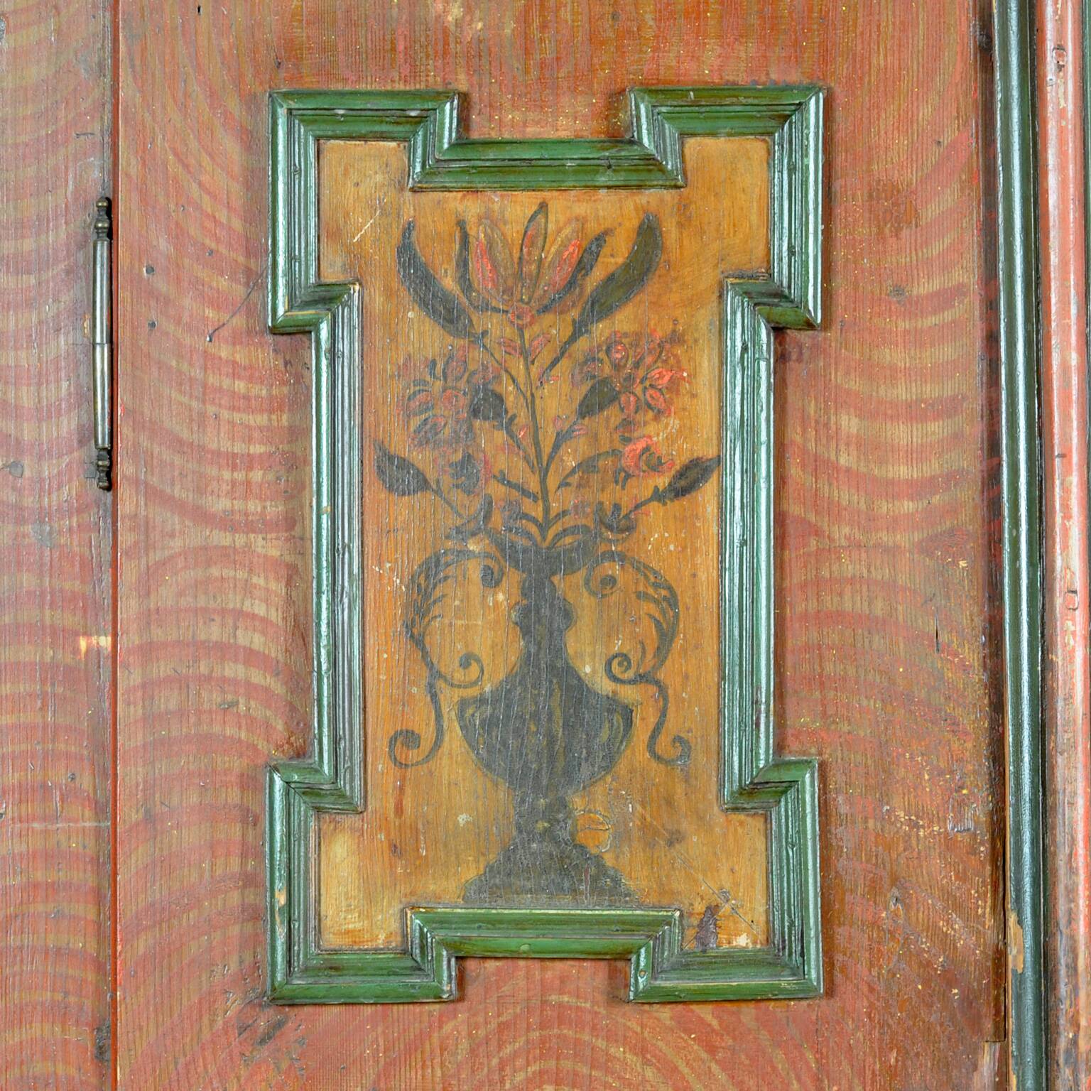 Hand Painted Folk Art Armoire/Bridal Cabinet, Southern Germany, Dated 1807