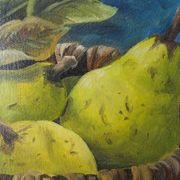 Painting still life basket of fruits oil on canvas signed