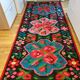 Colorful kilim on black background with floral design