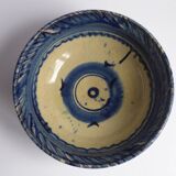 Blue enamelled terracotta cup