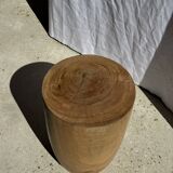 Stool, side table, cylindrical solid mango wood end table.