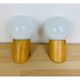 Pair of pine and opaline globe sconces, 70s