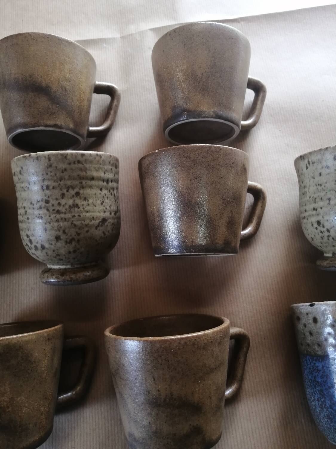 Set of 9 vintage stoneware coffee cups