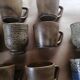 Lot de 9 tasses à café en grès vintage
