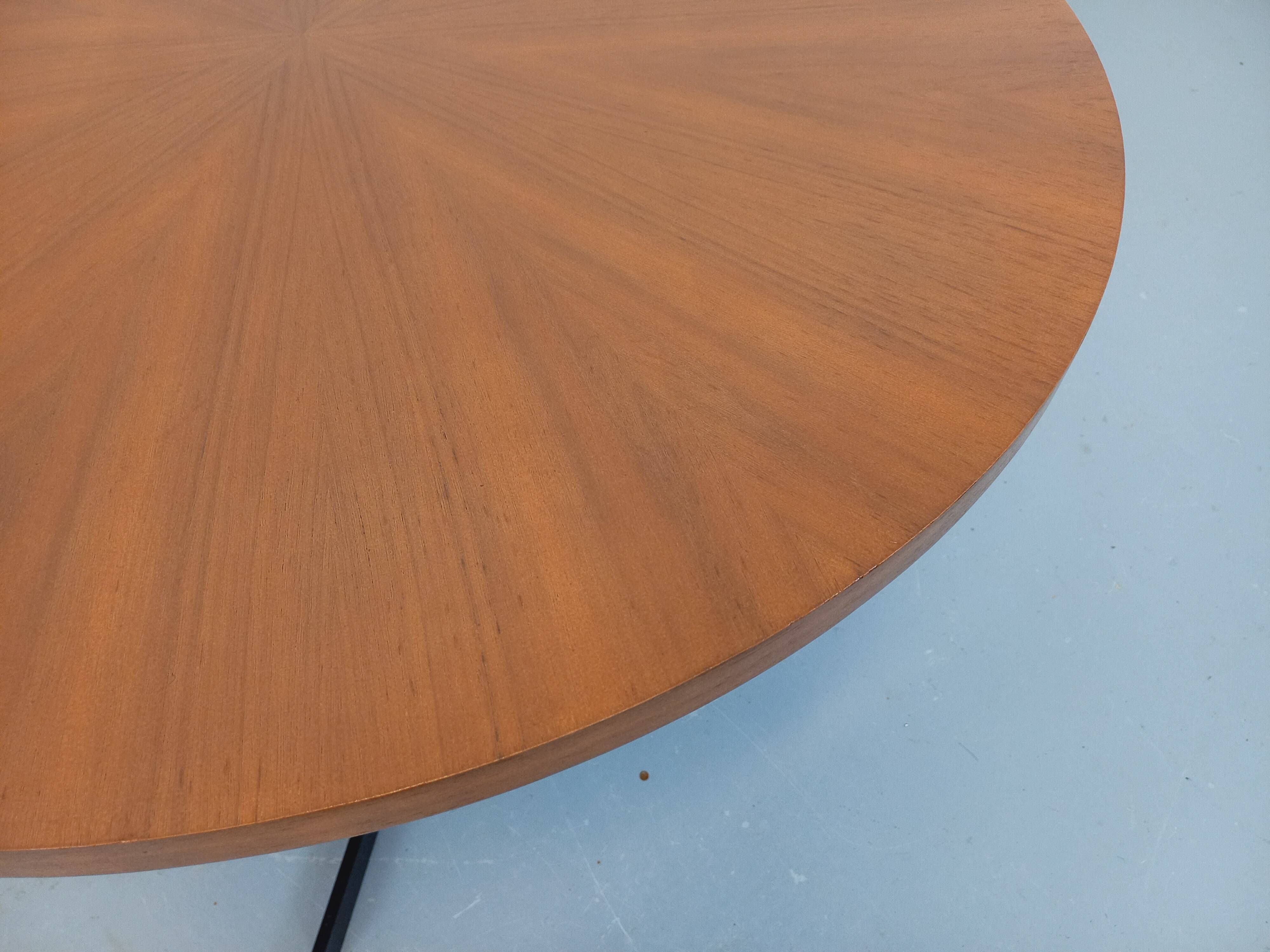 Large round coffee table in vintage Scandinavian style, modular into a table.
