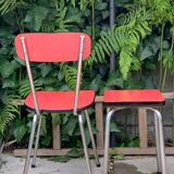 Red Formica chair and stool