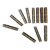 Set of 11 ebony wood knife rests with brass inlay
