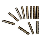 Set of 11 ebony wood knife rests with brass inlay