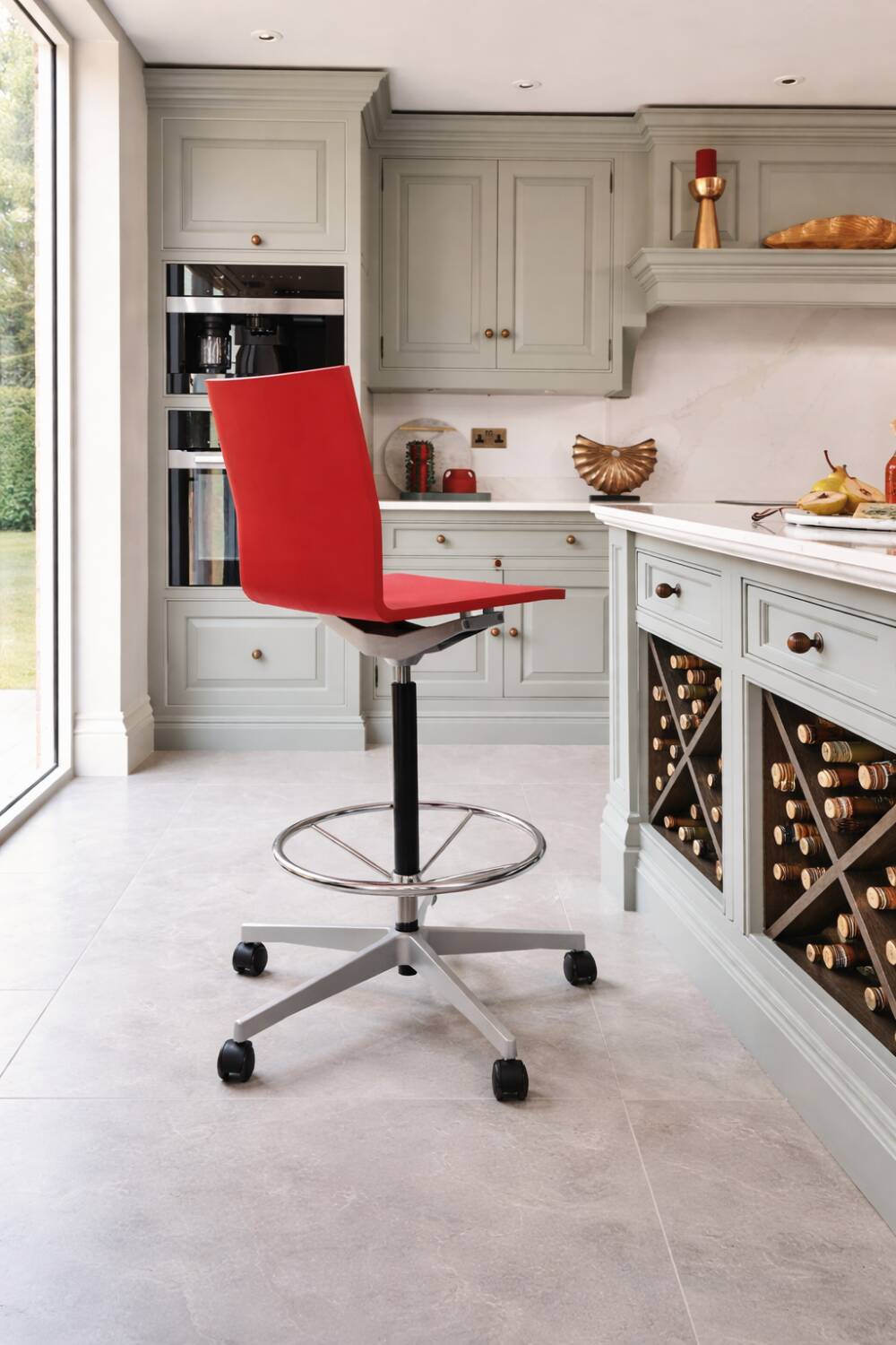 Maarten Van Severen .04 red high desk or bar chair