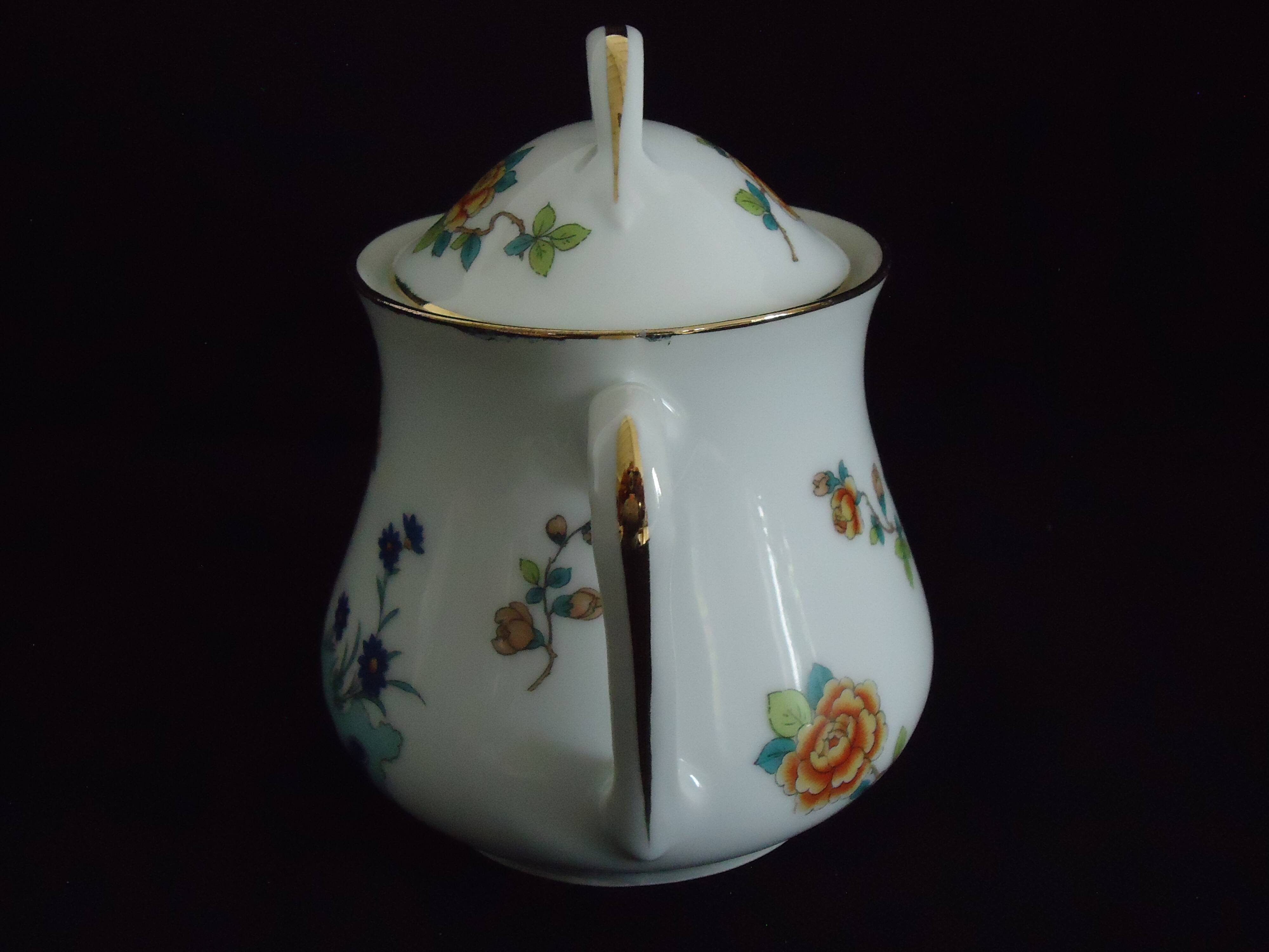 Limoges sugar bowl Michelaud freres exotic bird motif “indiana”