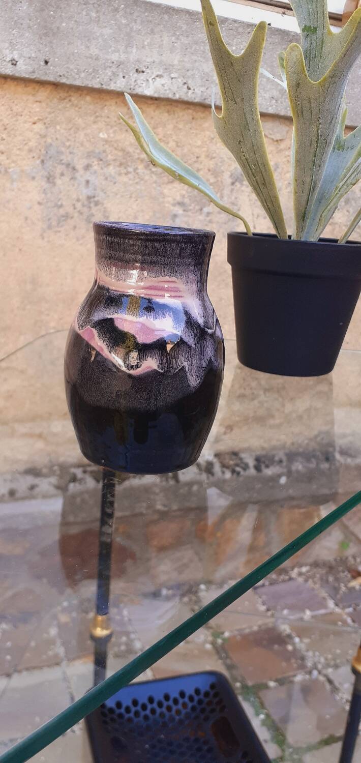 Vintage ceramic vase from the 60s signed accolay