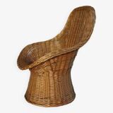 Fauteuil corbeille en osier pour enfant pour Rohe années 60 design Wim Den