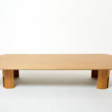 Very large coffee table maple brass Giovanni Offredi Saporiti 1980