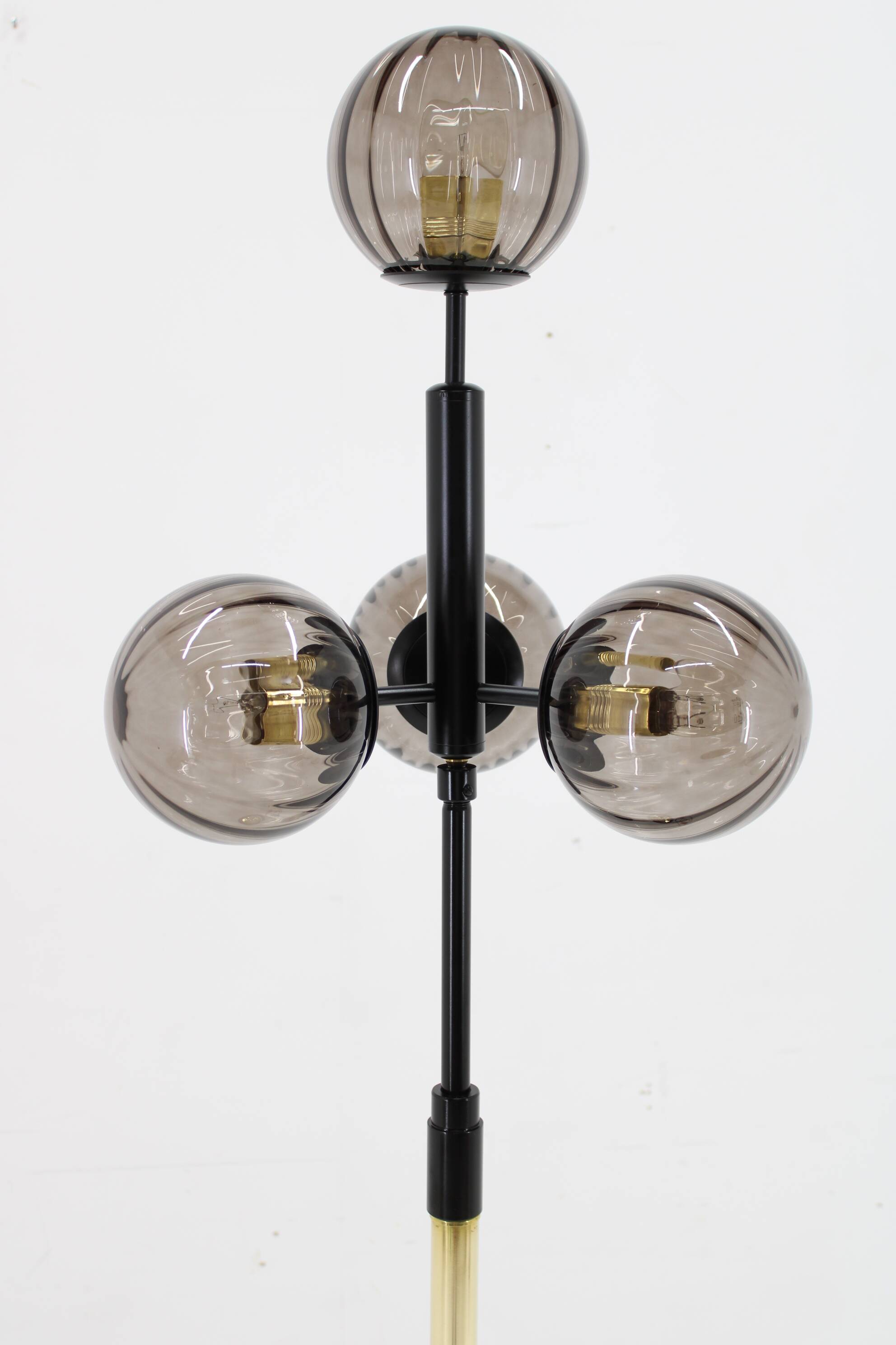 1980s Brass and Glass Floor Lamp, Restored
