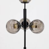 Lampadaire en laiton et verre des années 1980, restauré