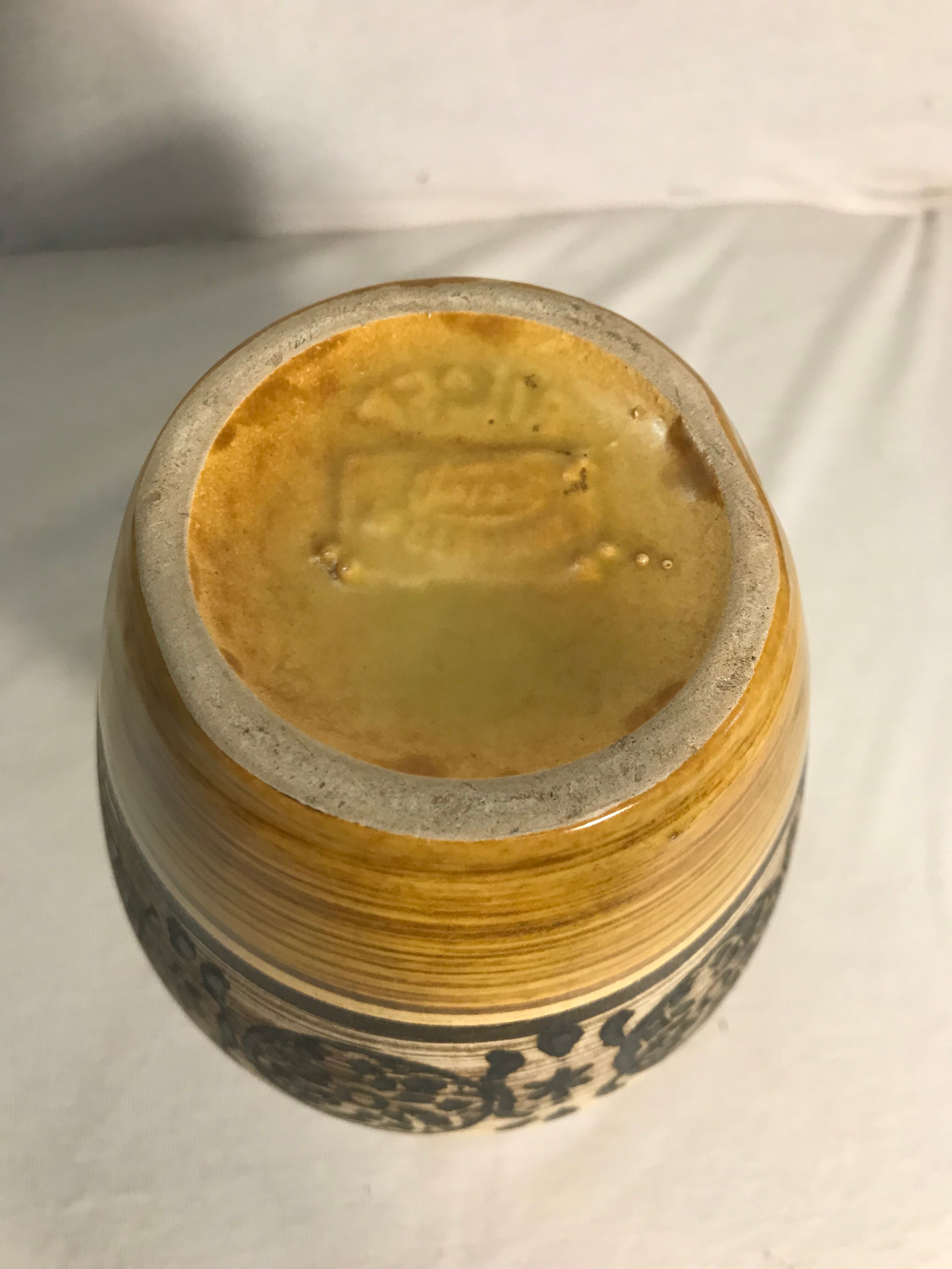 Old Vase ceramic Brown Beige + 70s Vintage patterns