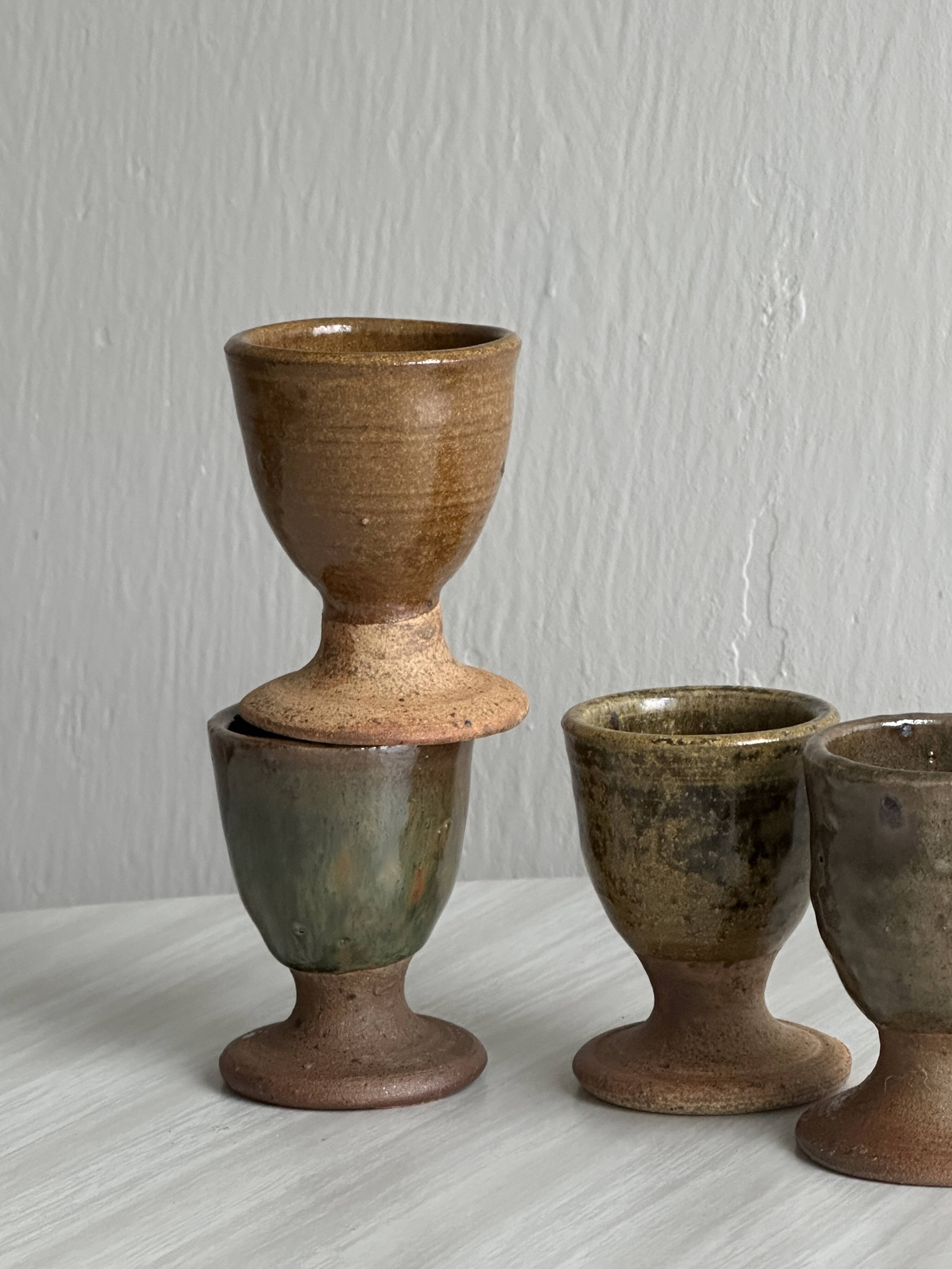 Set of 4 handmade ceramic egg cups