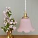 Suspension, vintage lampshade in frosted pink glass