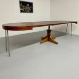 Extendable table with central leg, Italian design by Luigi Bartolini, vintage.