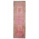1970s vintage Turkish hand-knotted wool cotton pink runner rug 110x361