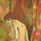 Original Swedish oil on panel painting – nude in colourful interior