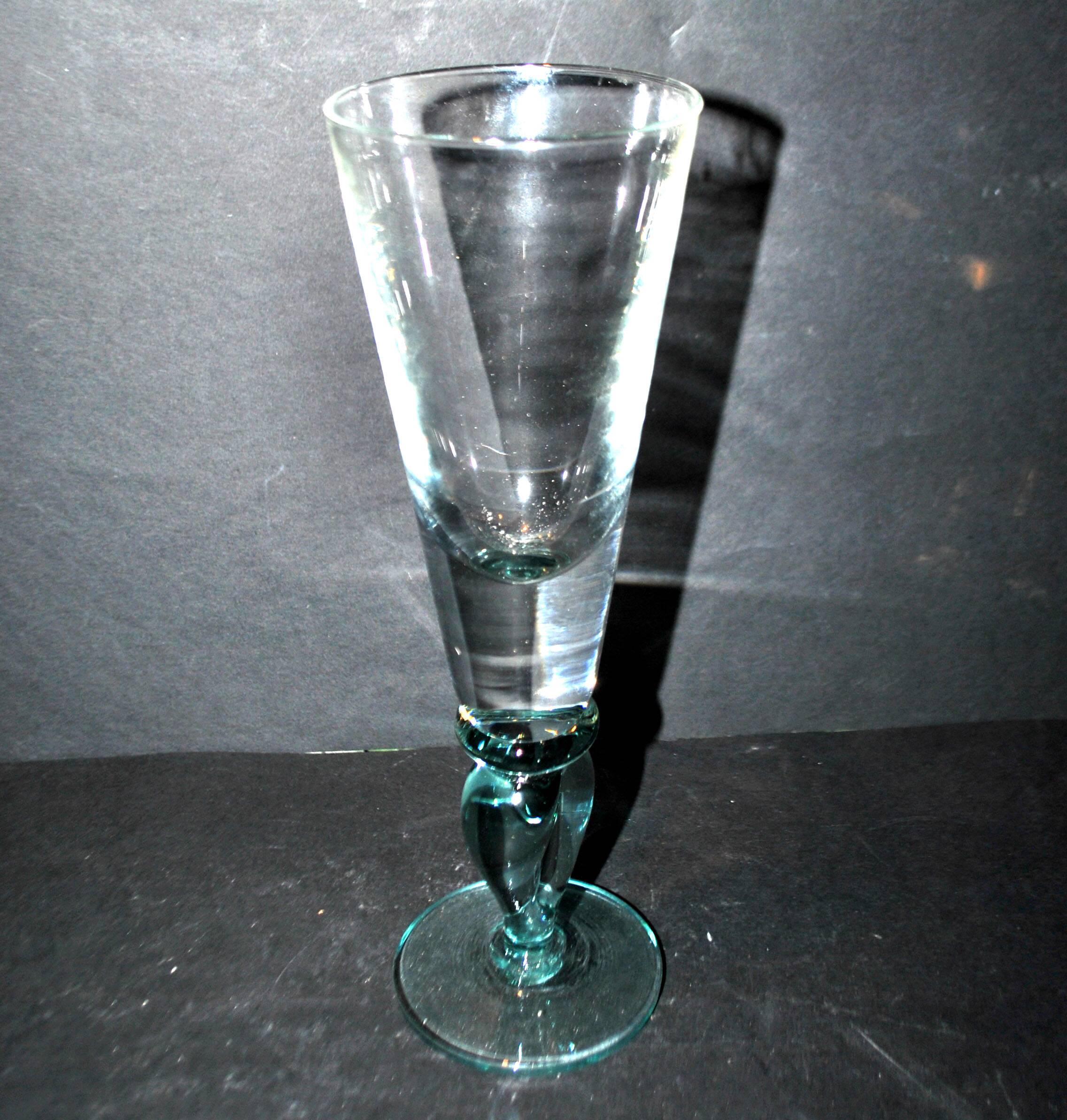 Vintage absinthe glass in blue blown glass H25cm