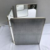 Former mirror triptych barbier contour metal chromé - vintage chain 24x30cm