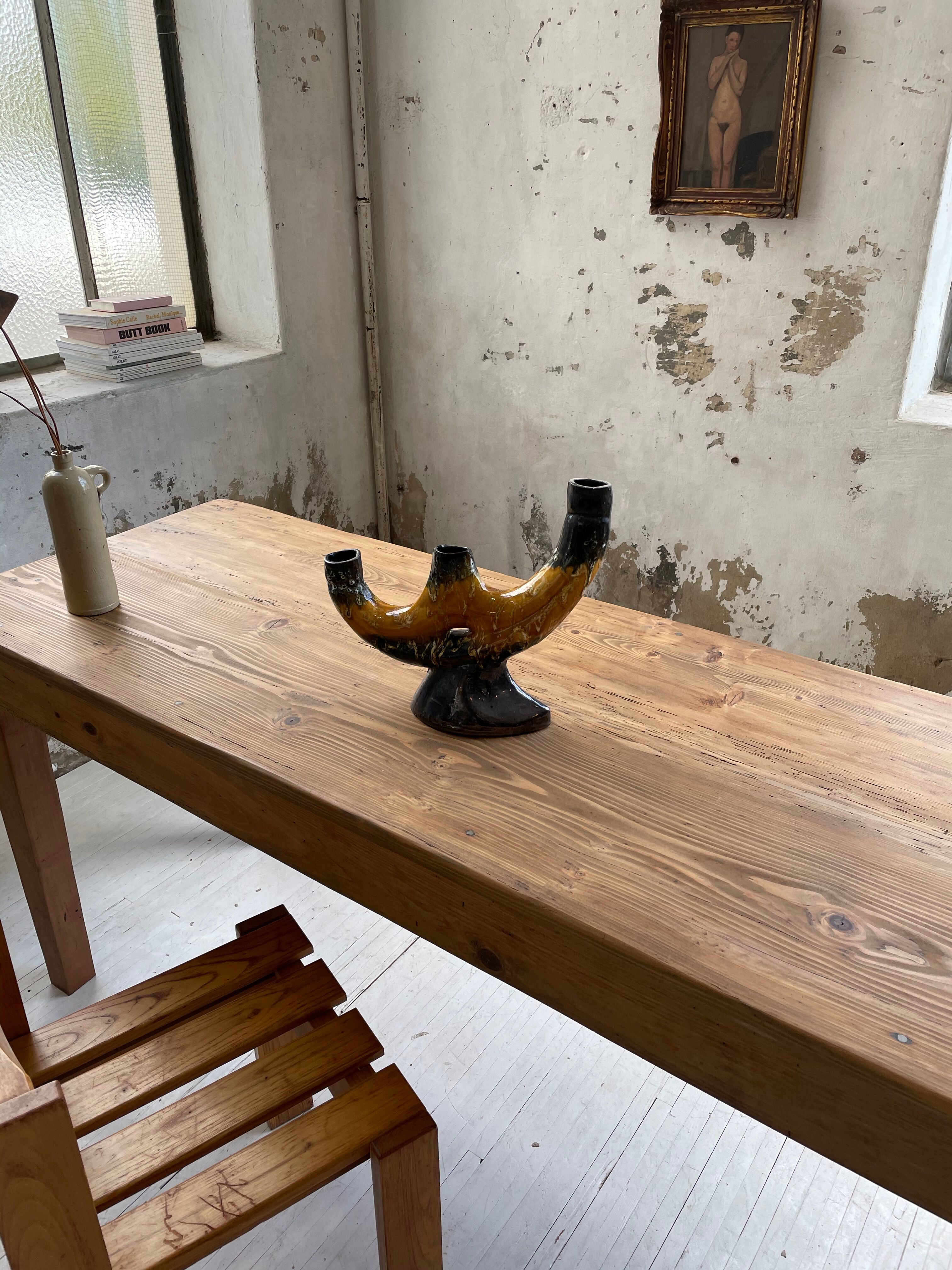 Vallauris black yellow ceramic candlestick