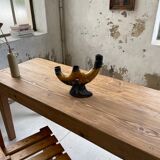 Vallauris black yellow ceramic candlestick