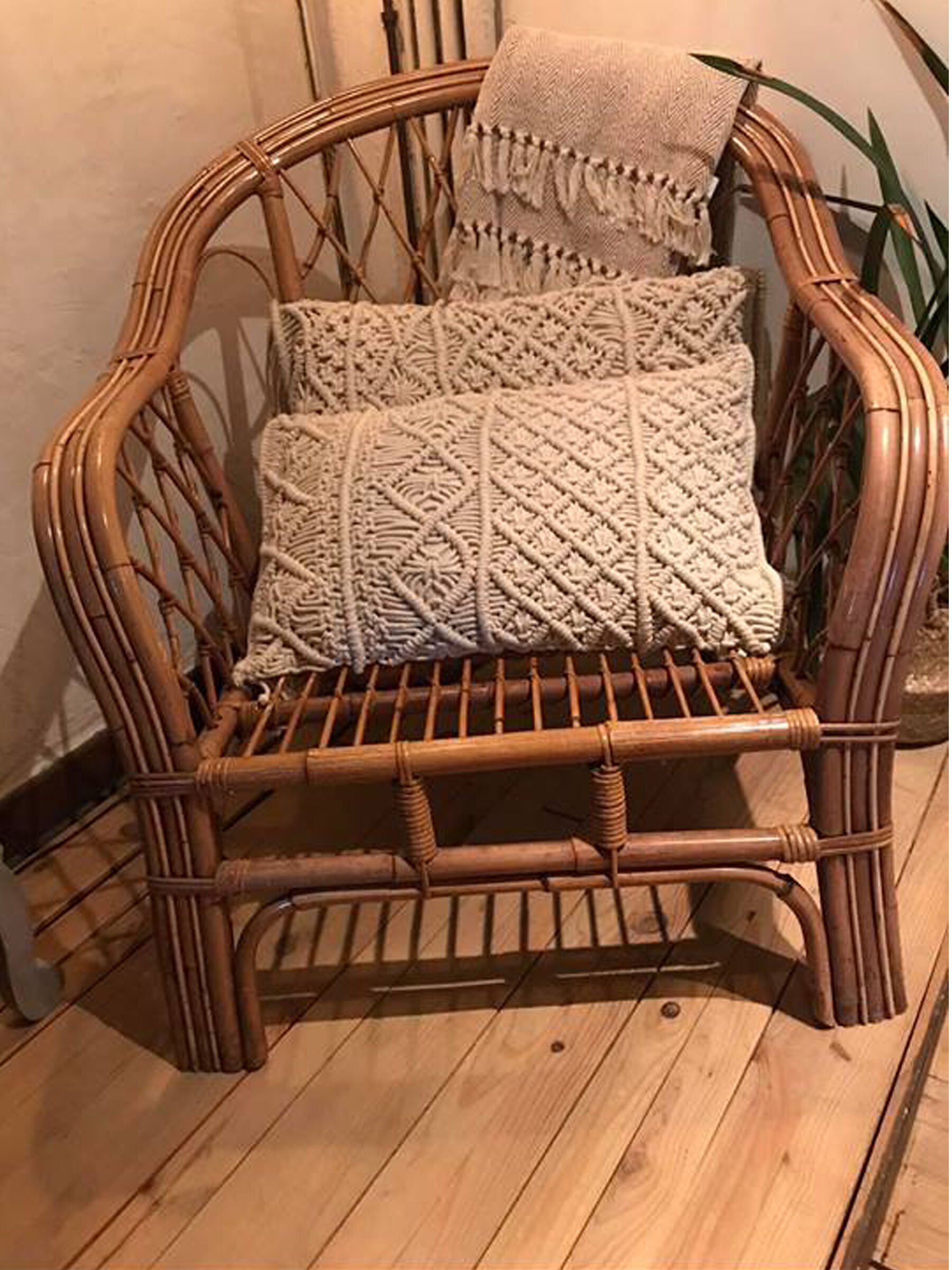 Pair of rattan armchairs
