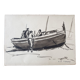 André Duculty (1912-1990) Wash of black ink on paper "Pécheurs à Collioure" Signed below