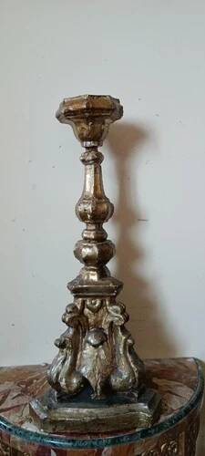Ancien Chandelier En Bois Sculpté Style Baroque Fine 600 Toscane